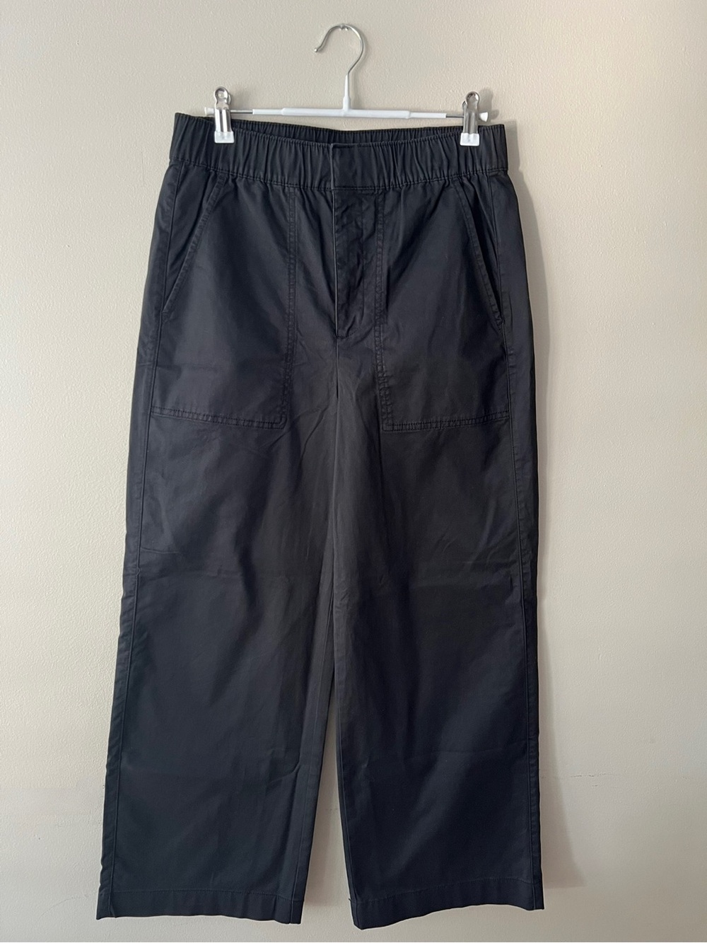 GAP Black Elastic-Waist Wide-Leg Pants